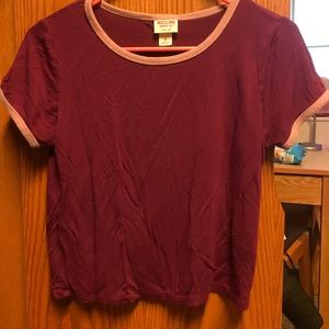 Maroon crop top with pink lining